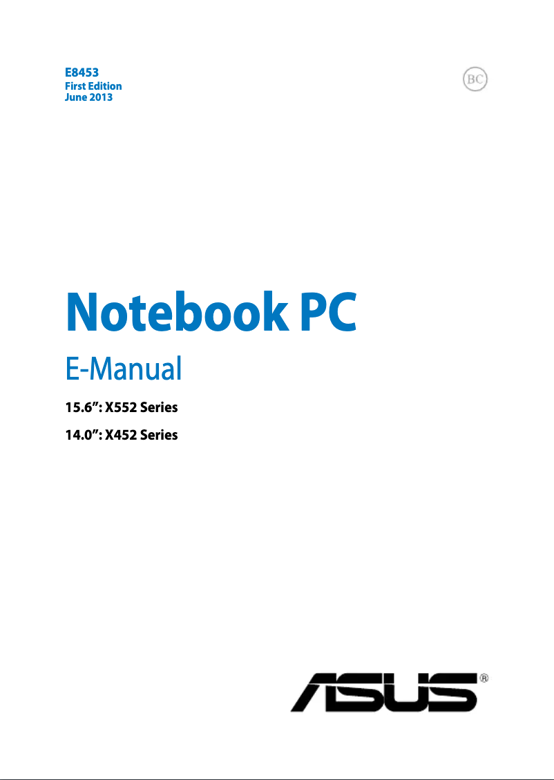 Page 1 of the manual User Manual Asus X552EP