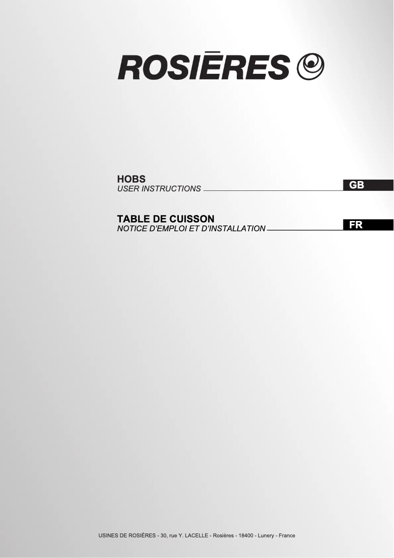 Page 1 of the manual User Manual Rosieres RH 64 DBCP/1