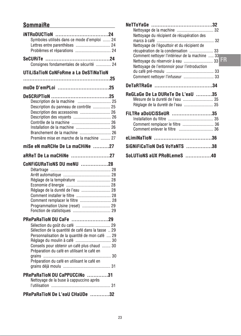 Page 1 of the manual User Manual DeLonghi Intensa ECAM 24.210.SB
