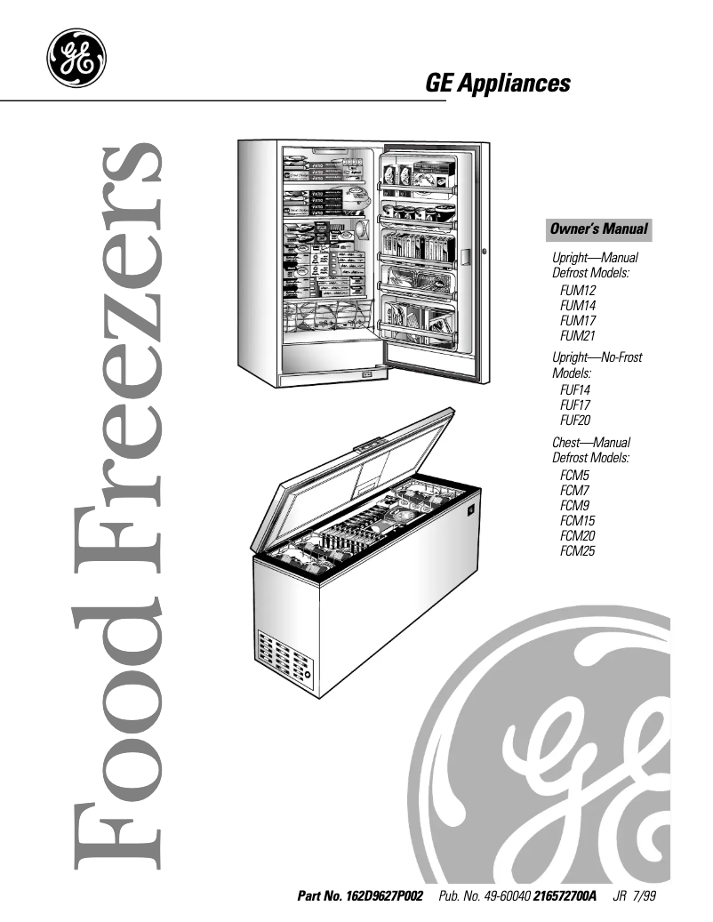 Page 1 of the manual Use and Maintenance Manual GE FUF20DARWH