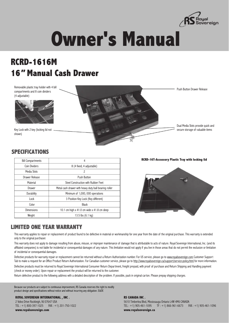 First page image of the manual for RCRD-1616M
