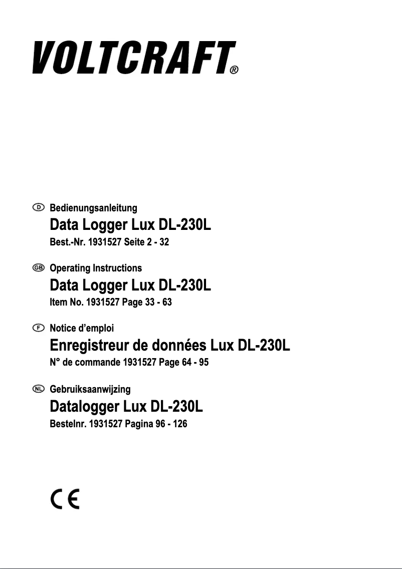 First page image of the manual for DL-230L