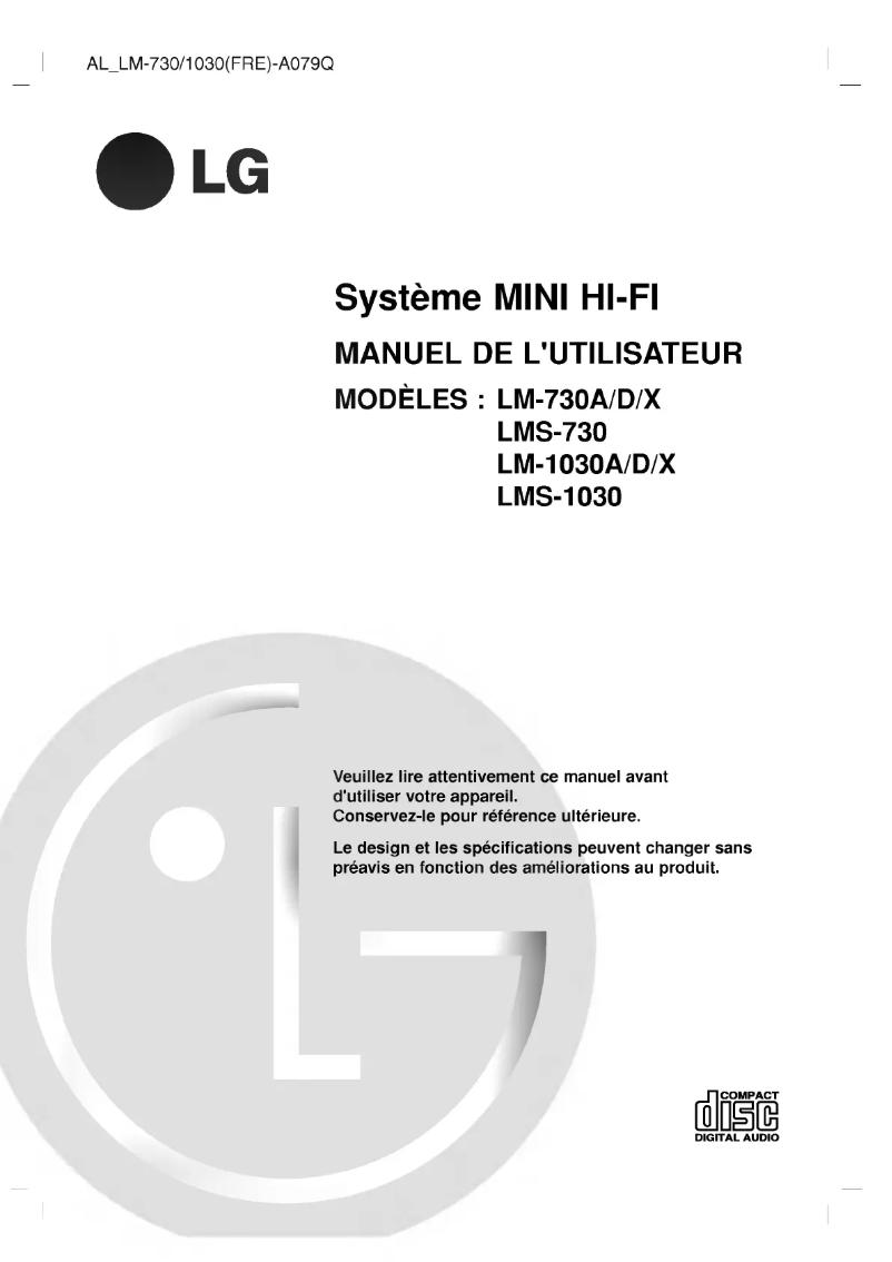 First page image of the manual for LM-730A
