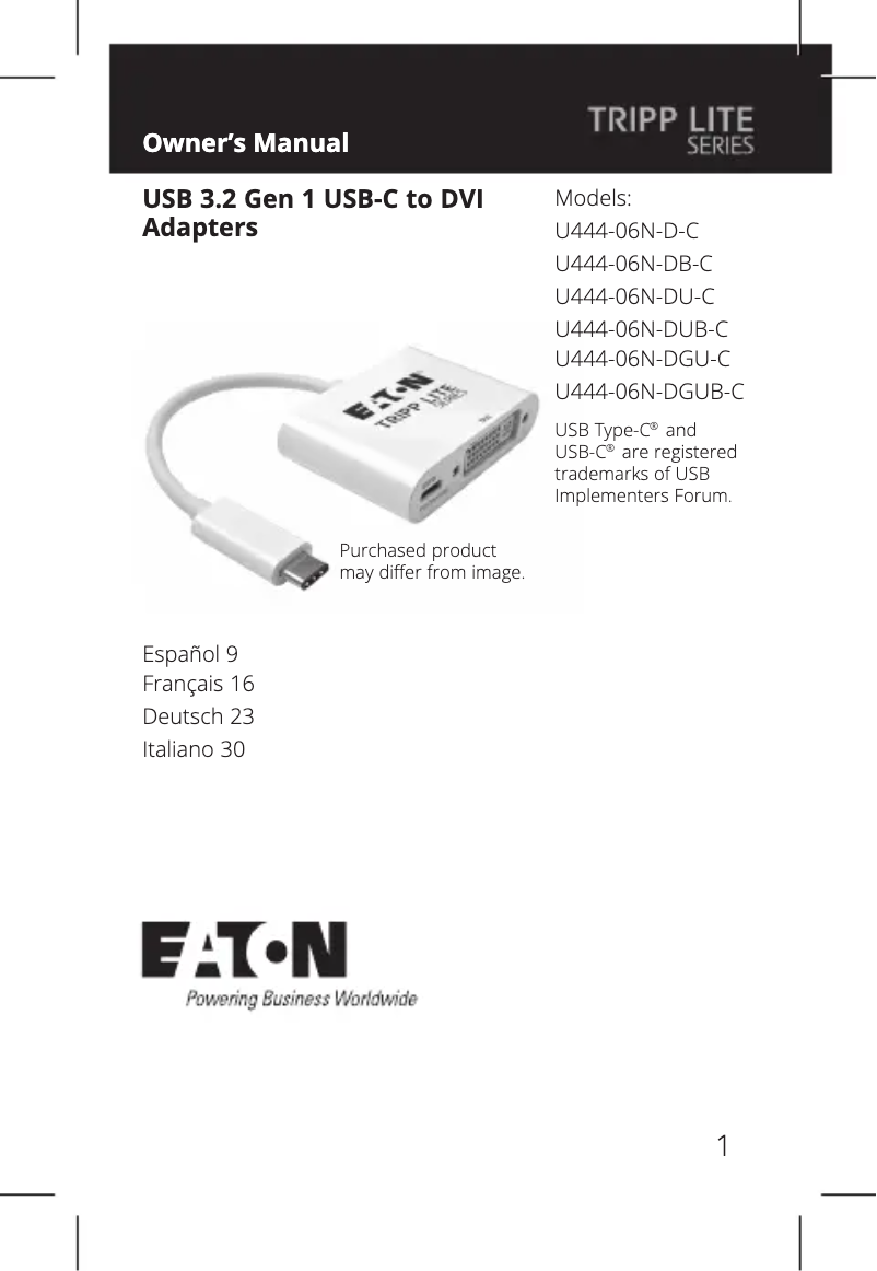 Page 1 of the manual User Manual Tripp Lite U444-06N-D-C