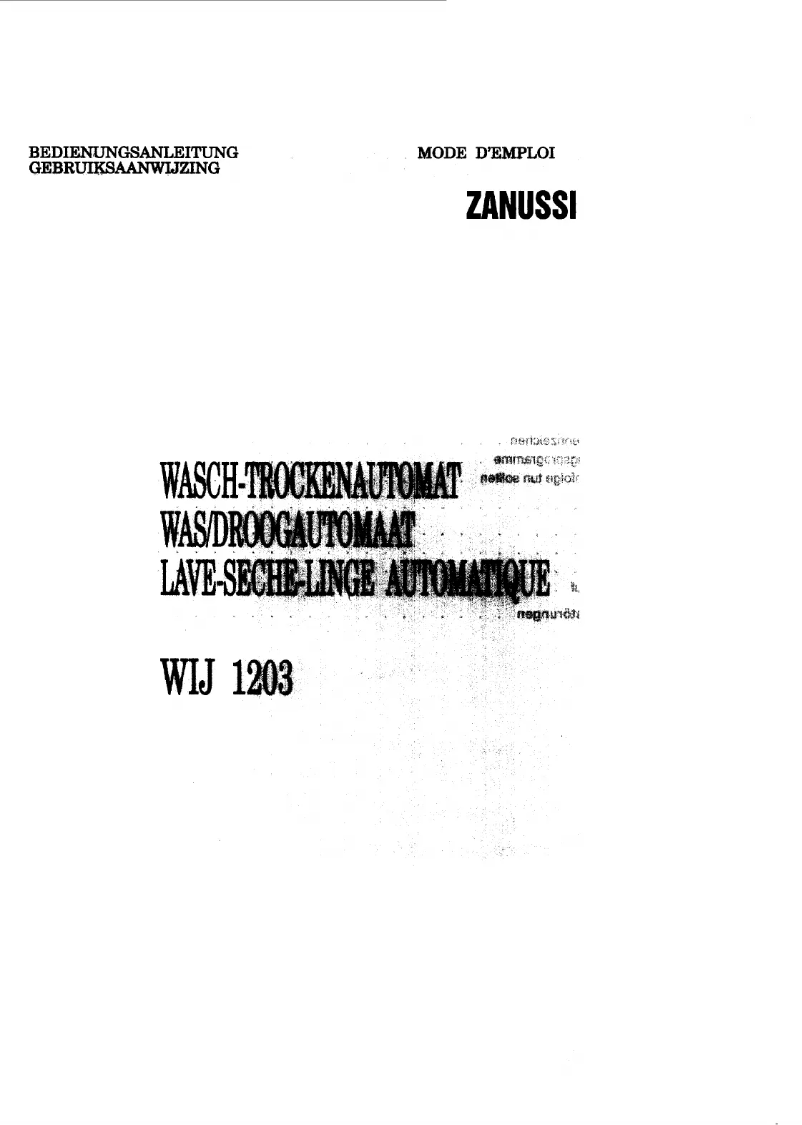 Page 1 of the manual User Manual Zanussi WIJ 1203