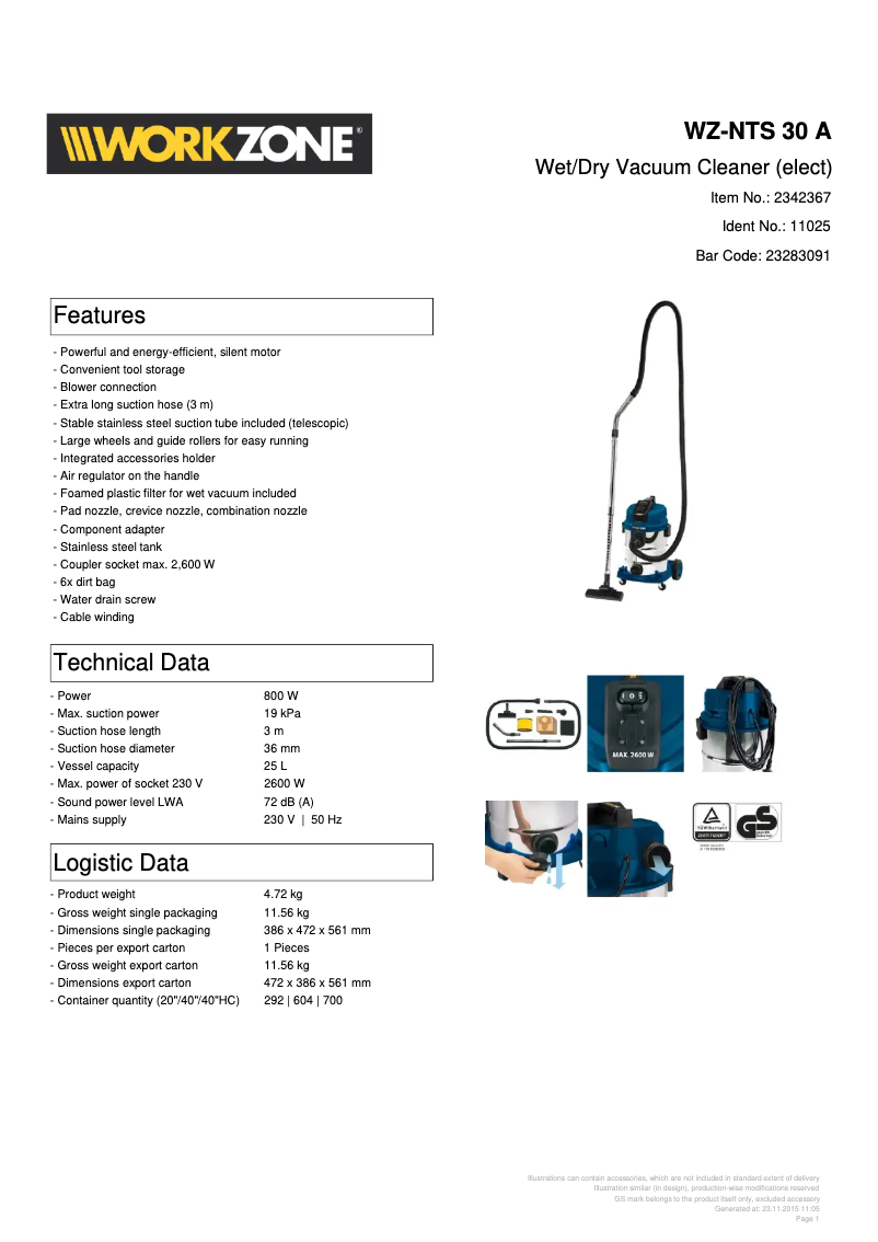 First page image of the manual for WZ-NTS 30 A