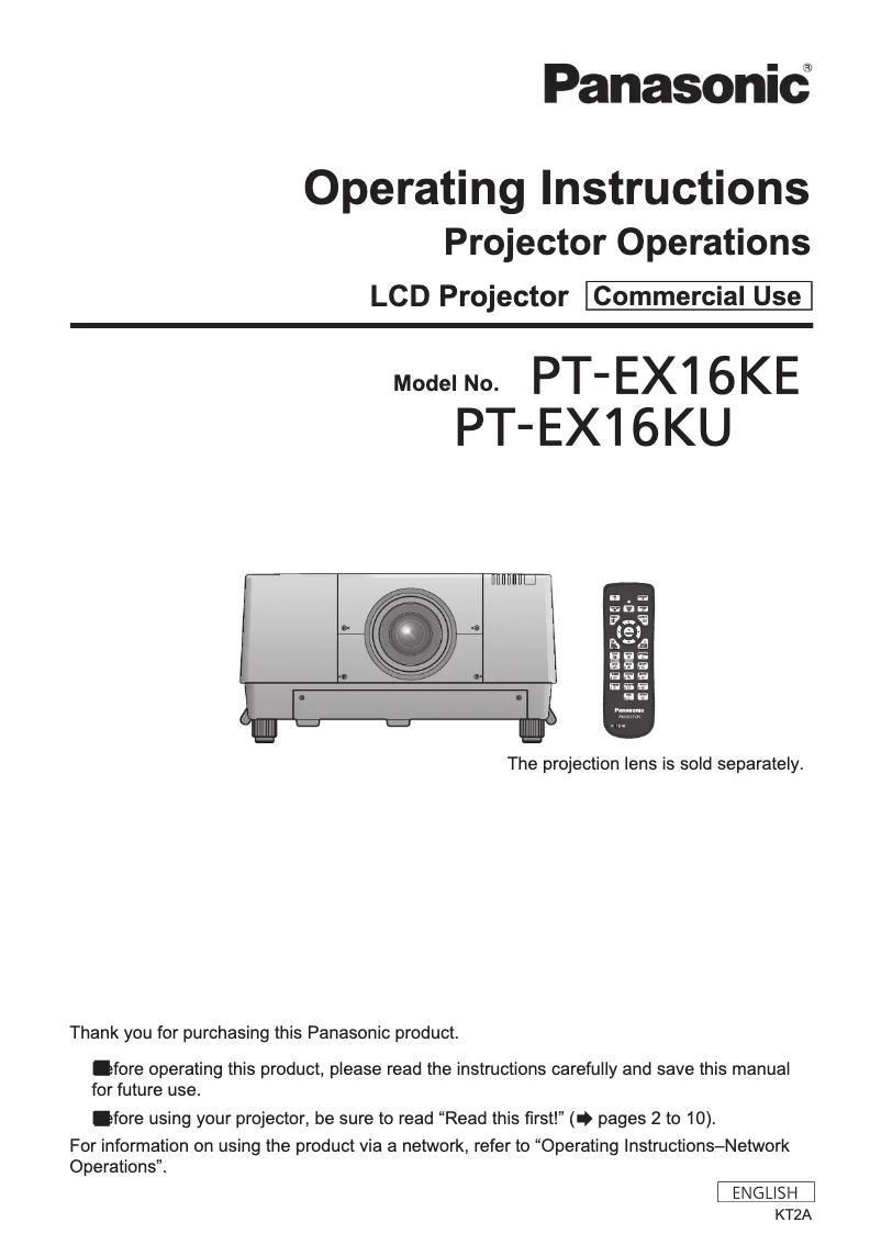 First page image of the manual for PT-EX16K