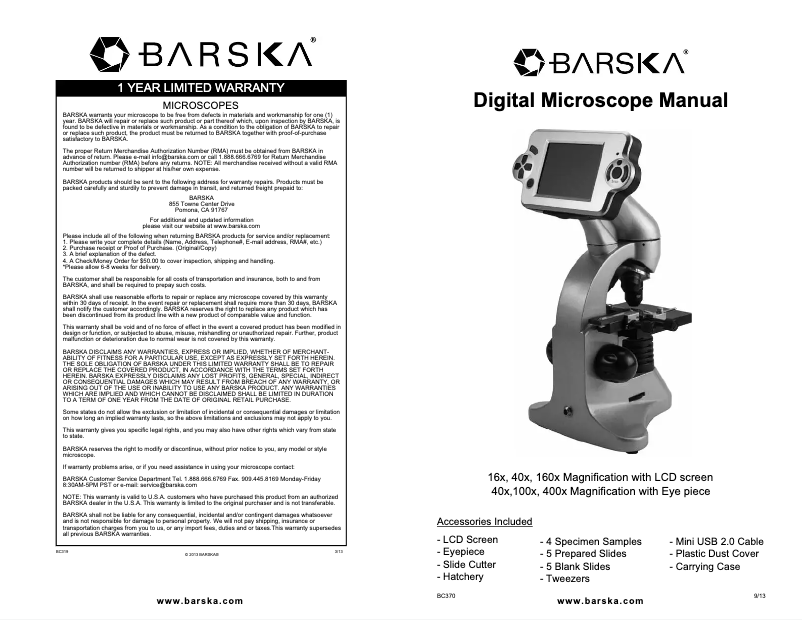 Page 1 of the manual User Manual Barska AY12226