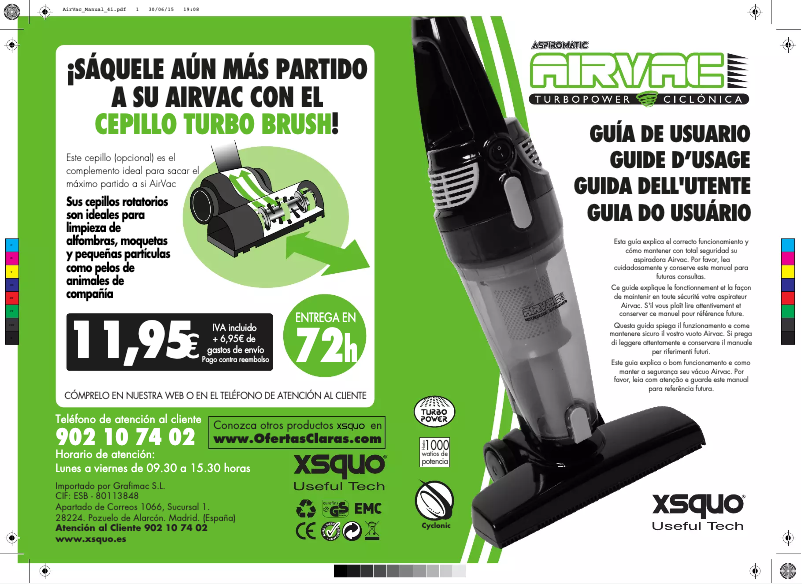 First page image of the manual for AirVac