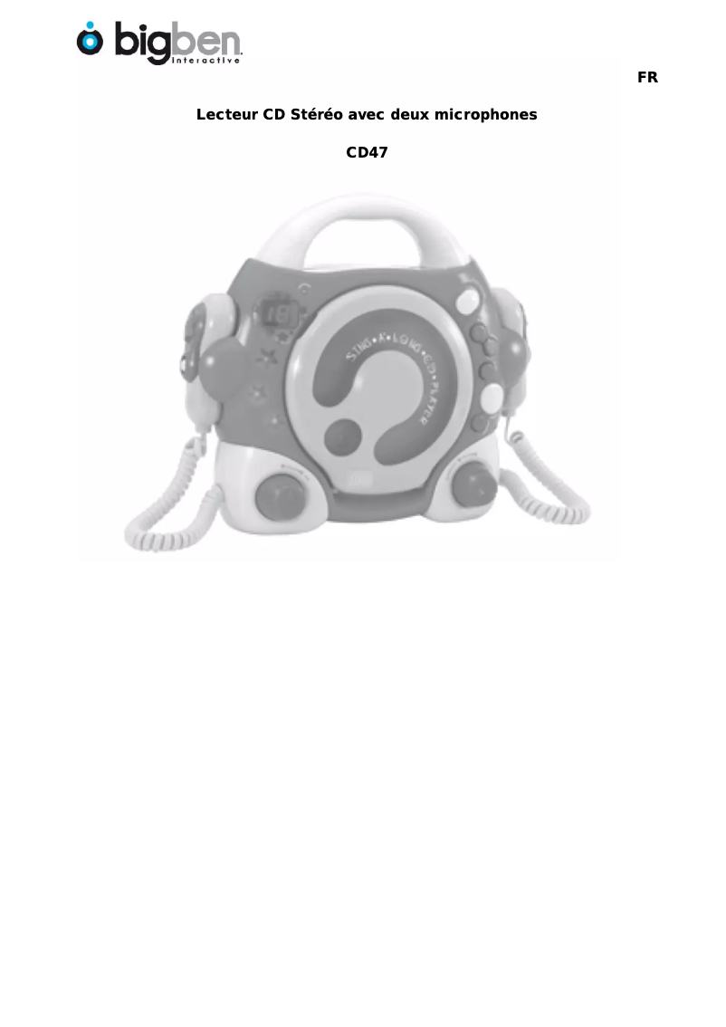 Page 1 de la notice Manuel utilisateur Bigben Interactive Lilly Rose