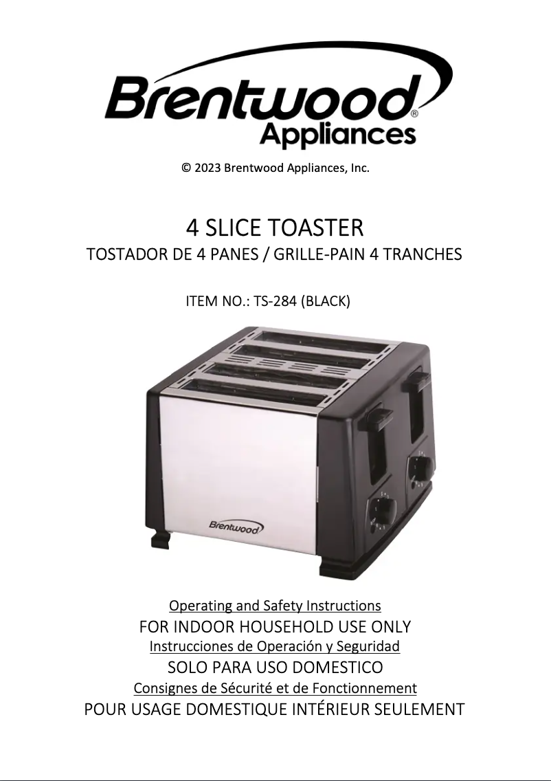 Page 1 of the manual User Manual Brentwood TS-284