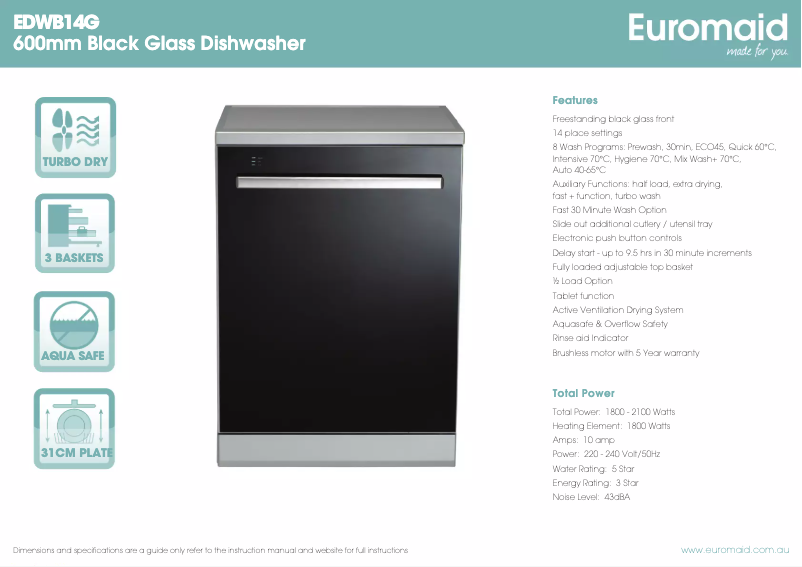 First page image of the manual for EDWB14G