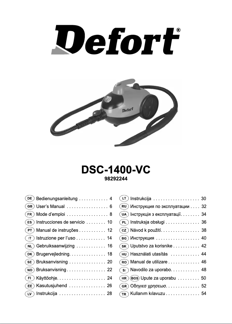Page 1 de la notice Manuel utilisateur Defort DSC-1400-VC