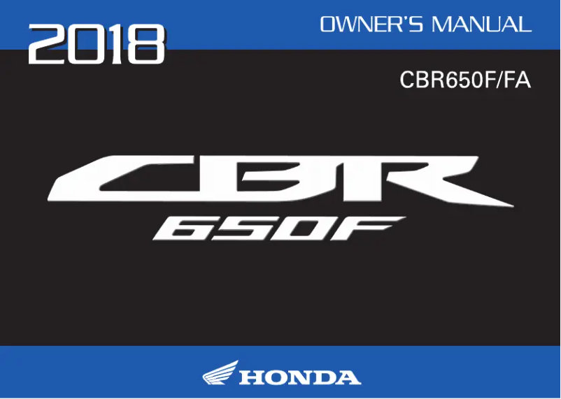 Page 1 of the manual User Manual Honda CBR650F (2018)