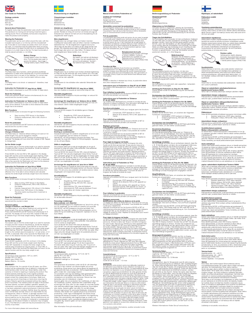 Page 1 de la notice Manuel utilisateur Silva Ex1