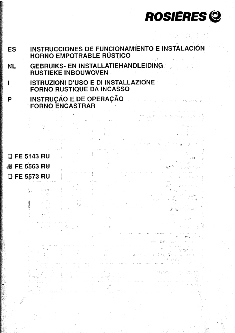 First page image of the manual for FE 5563 RU