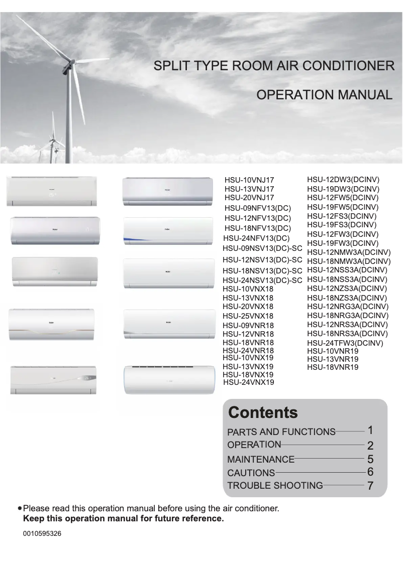 Page 1 of the manual User Manual Haier HSU-20VNX17