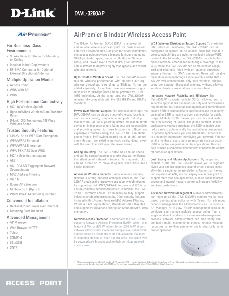 First page image of the manual for DWL-3260AP