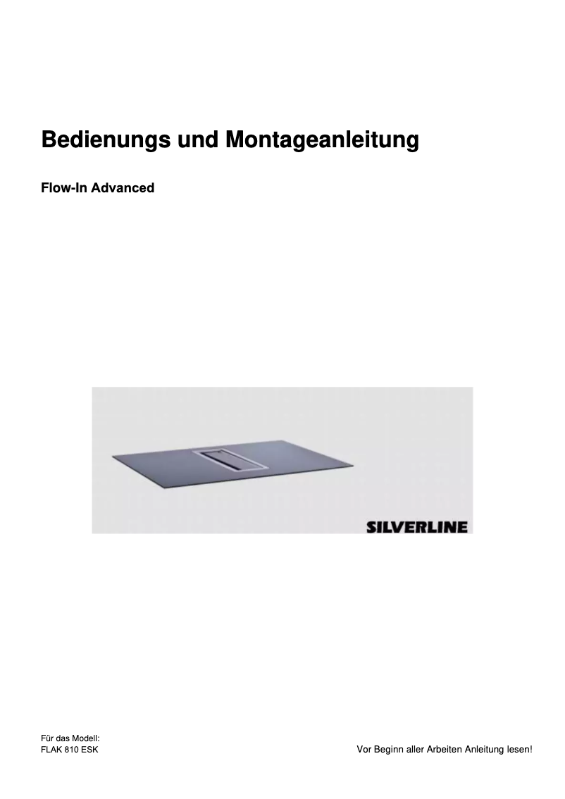 Page 1 of the manual User Manual Silverline FLAK 810 ESK