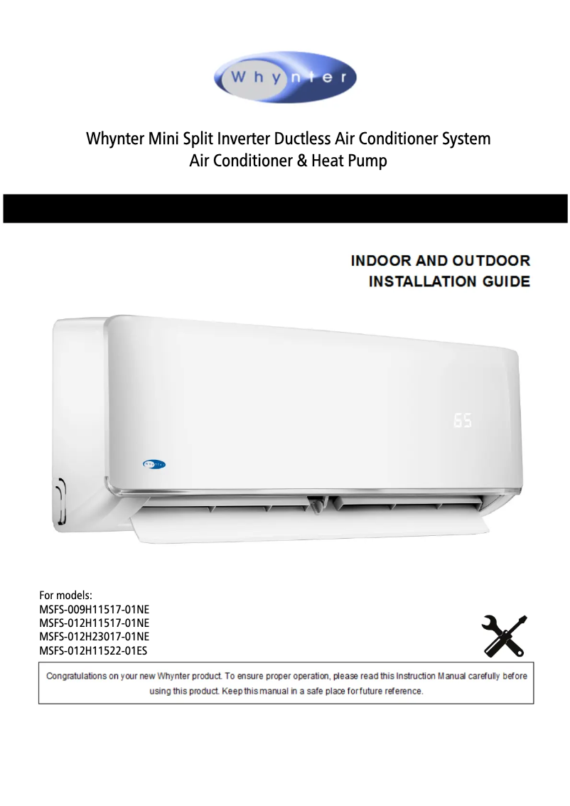 Page 1 of the manual User Manual Whynter MSFS-012H11517-01NE