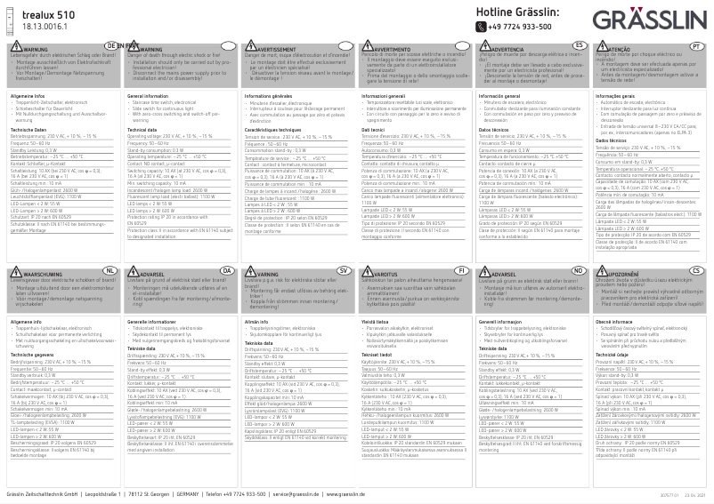 First page image of the manual for trealux 510
