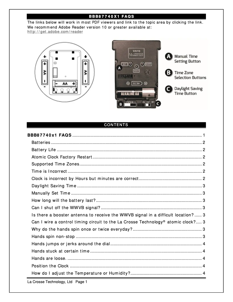 First page image of the manual for BBB87740X1