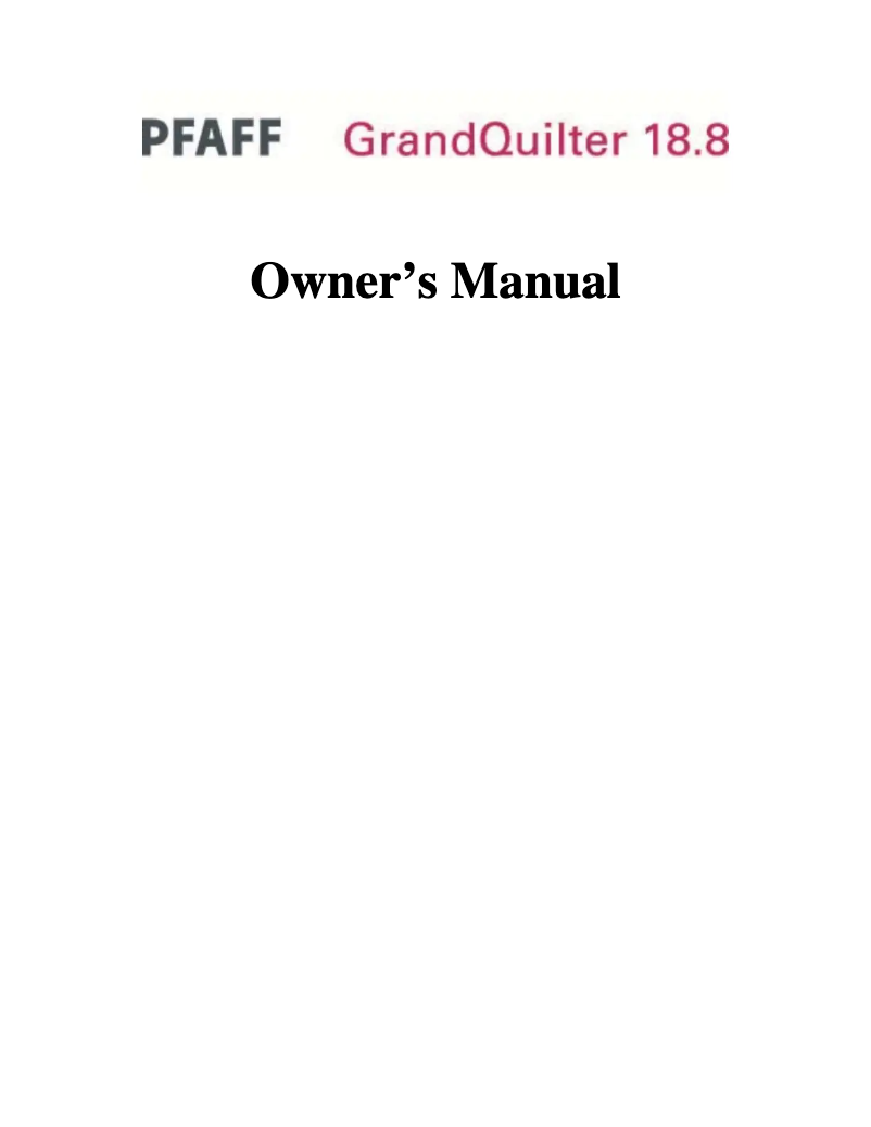 First page image of the manual for GrandQuilter 18.8