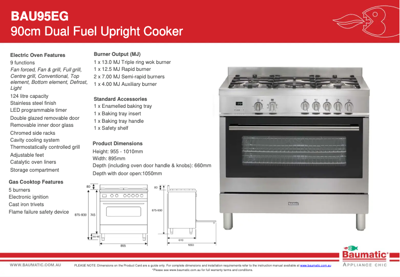 First page image of the manual for BAU95EG
