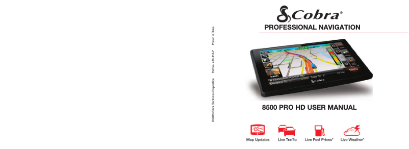 Page 1 de la notice Manuel utilisateur Cobra 8500 PRO HD