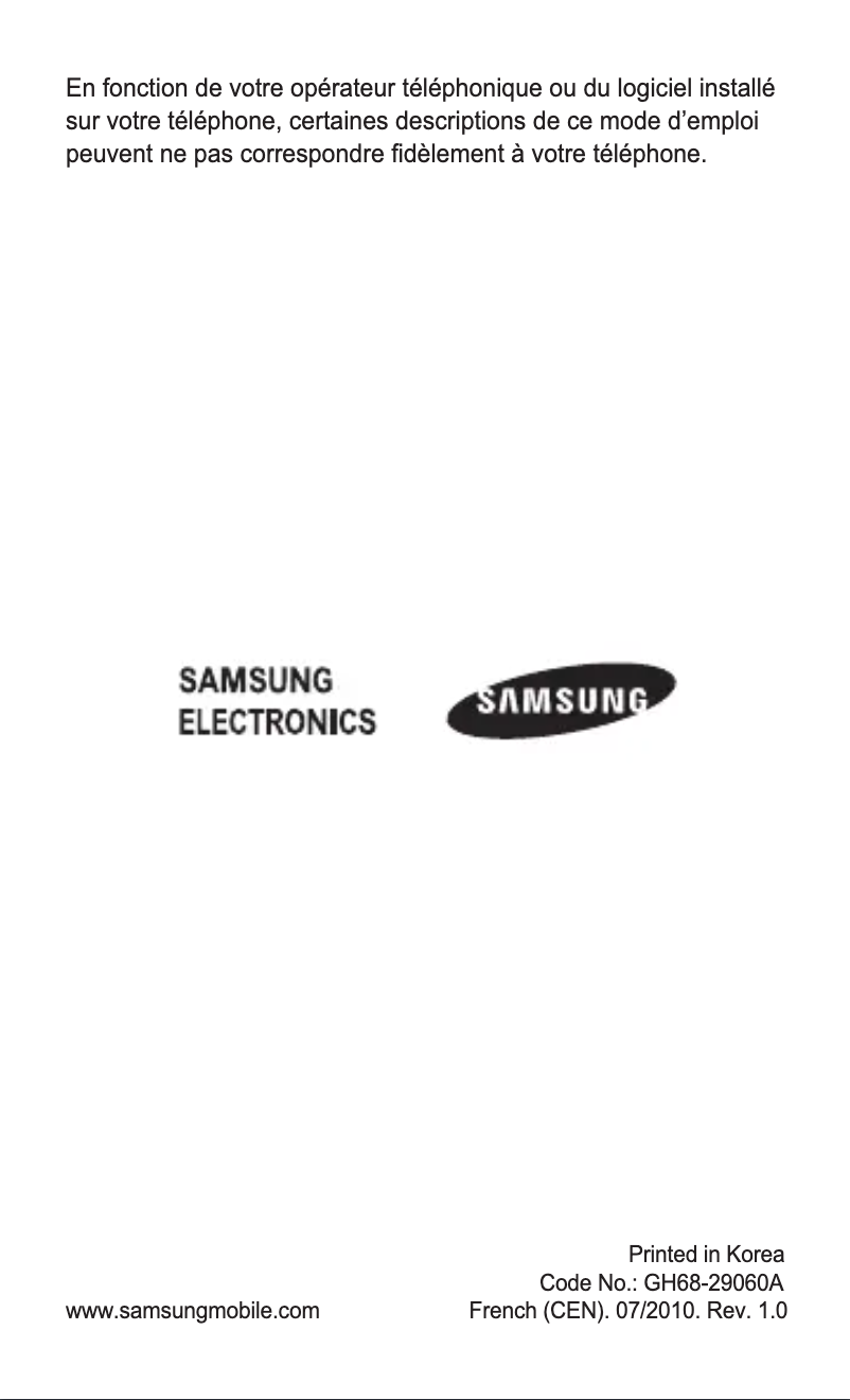 First page image of the manual for GT-C3200