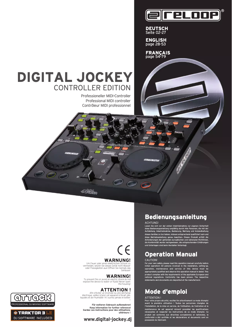First page image of the manual for Digital Jockey Controller edition