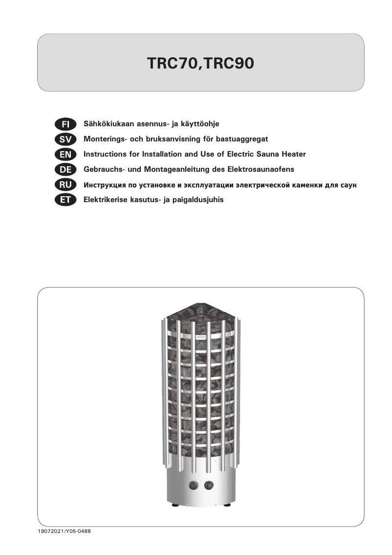 Page 1 of the manual User Manual Harvia Glow Corner TRC70 HTRC700400
