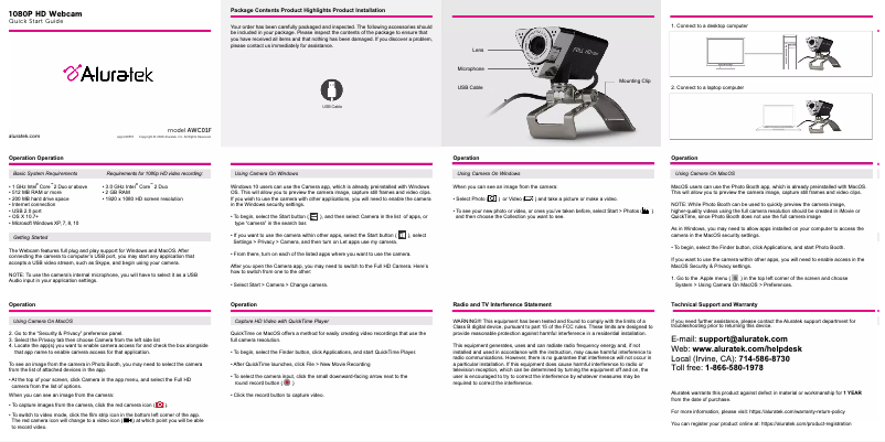 First page image of the manual for AWC01F