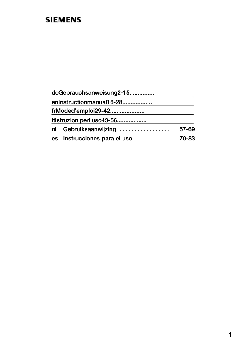 Page 1 de la notice Mode d'emploi Siemens HW140562