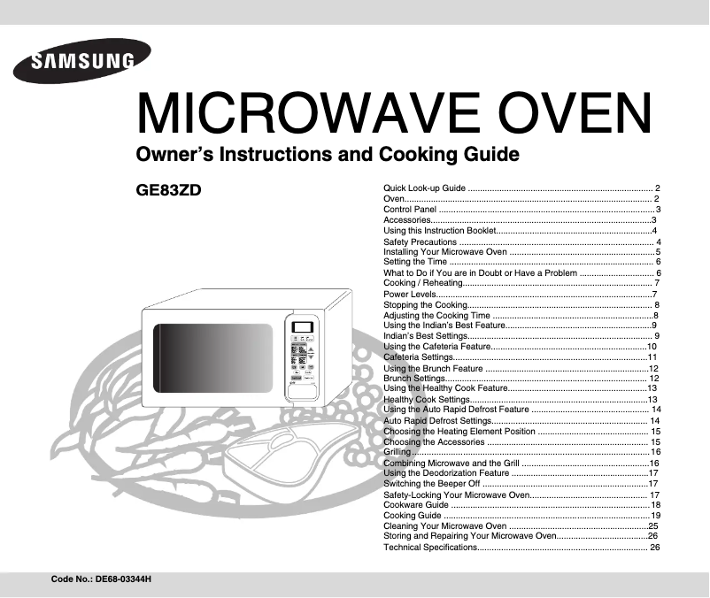 First page image of the manual for GE83ZD
