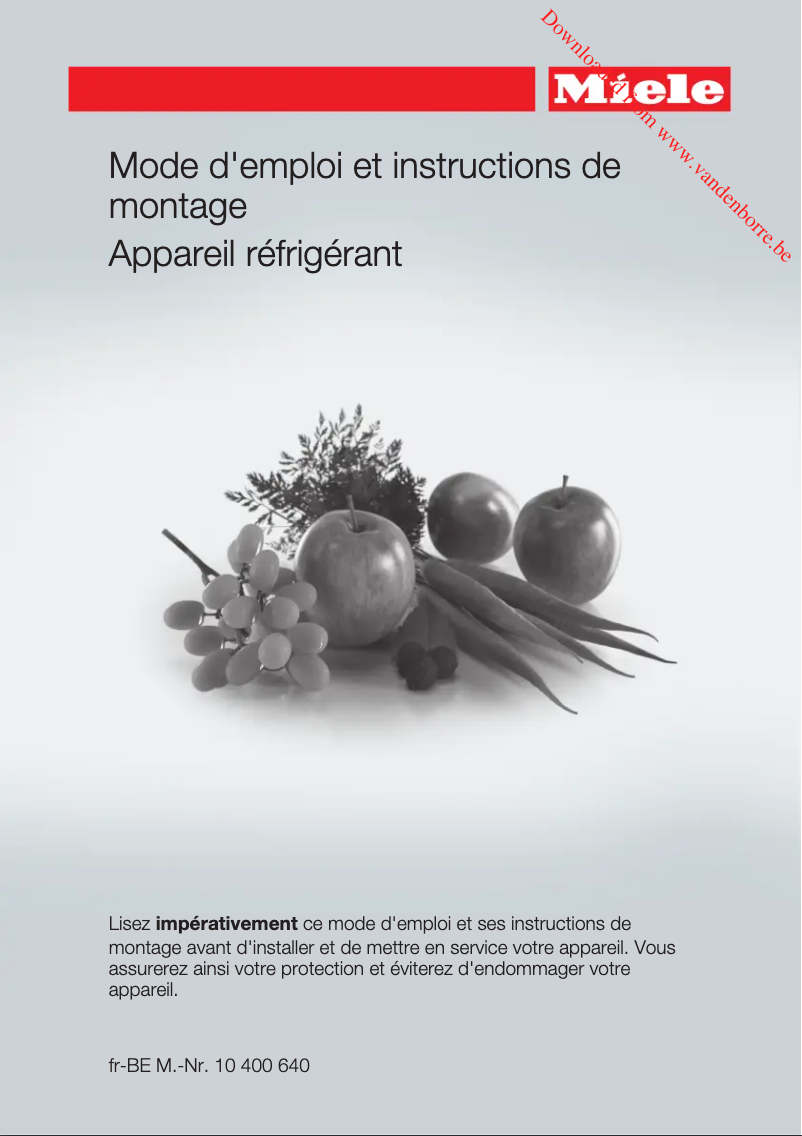 Page 1 of the manual User Manual Miele K 28202 D edt/cs