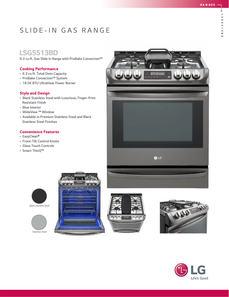 Page 1 of the manual Technical Sheet LG LSG5513BD