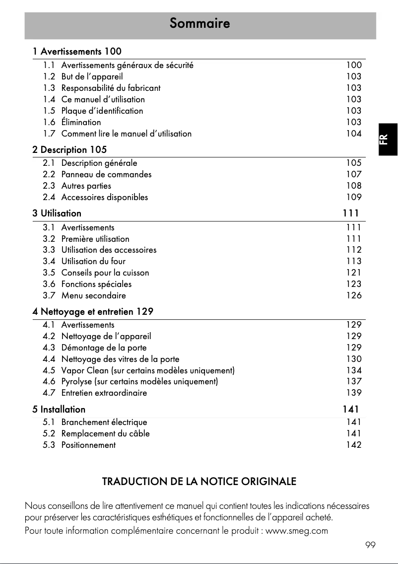 First page image of the manual for SFP61VNI