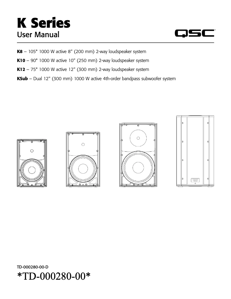 Page 1 of the manual User Manual QSC KSUB