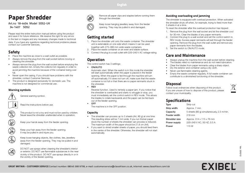 Page 1 of the manual User Manual Exibel SO52