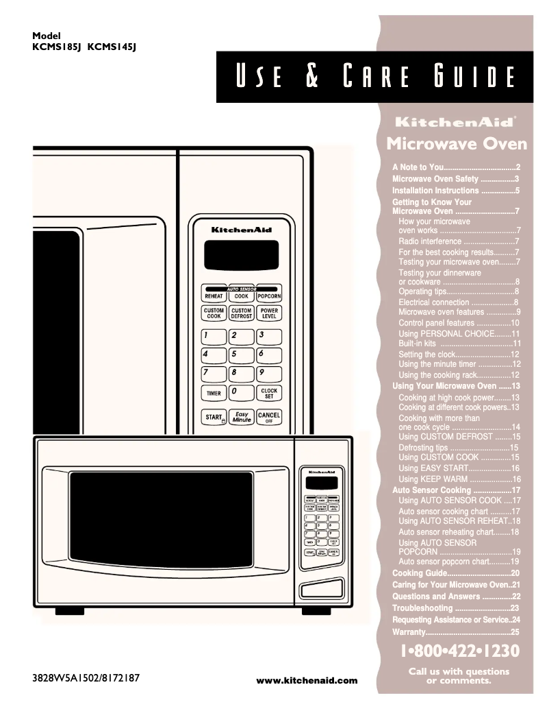Page 1 of the manual User Manual KitchenAid KCMS185JSS5
