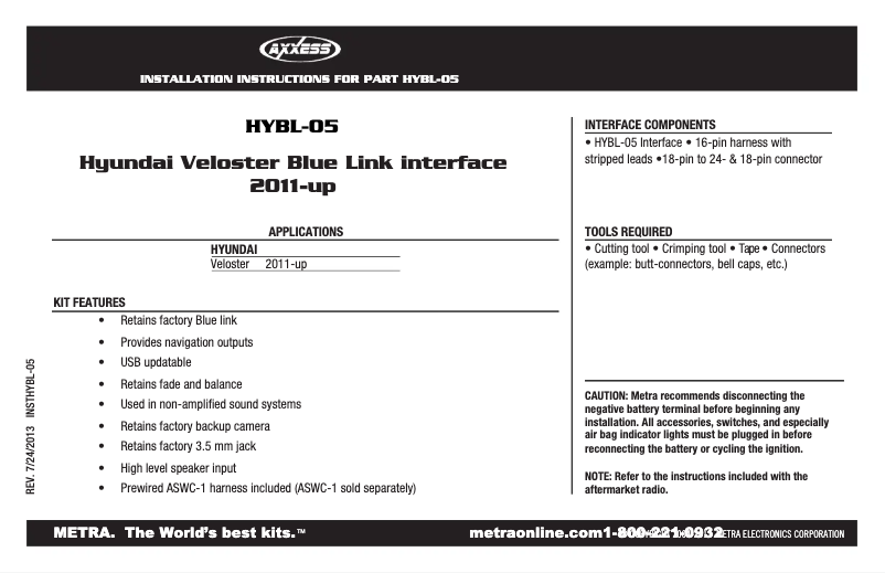 Page 1 of the manual User Manual AXESS HYBL-05