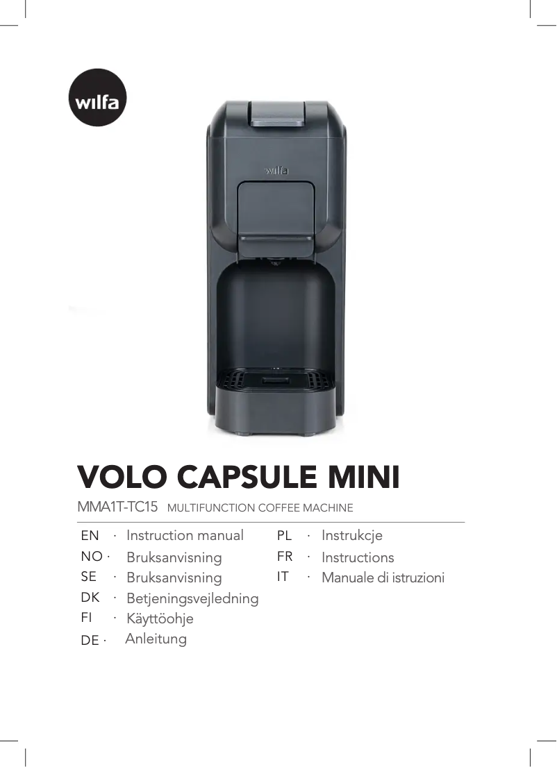 Page 1 of the manual User Manual Wilfa Volo Capsule Mini MMA1T-TC15