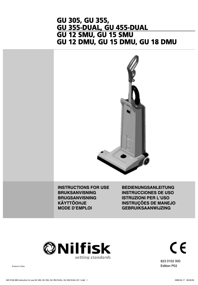 First page image of the manual for GU 12 DMU