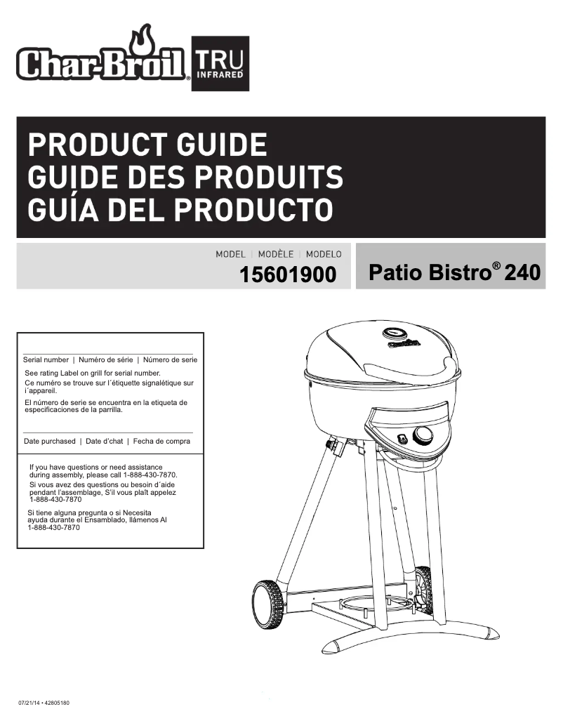 First page image of the manual for Patio Bistro 240 15601900