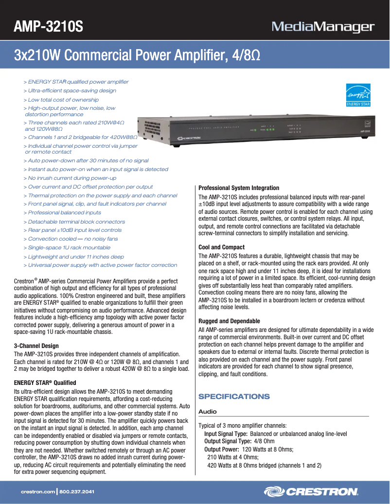 Image de la première page du manuel de l'appareil AMP-3210S