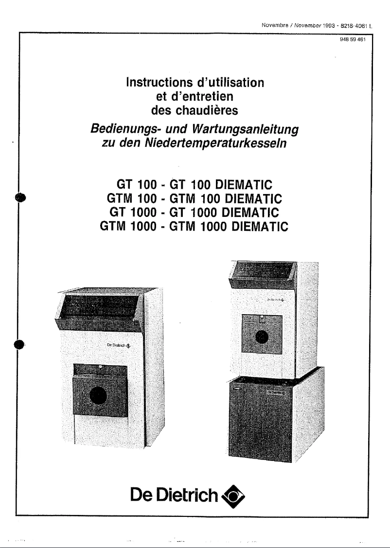 Page 1 of the manual User Manual De Dietrich GTM1000