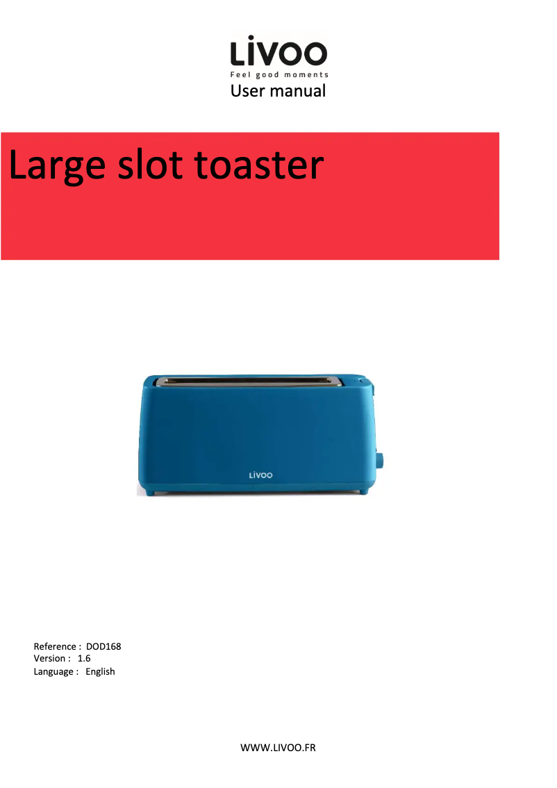 Page 1 of the manual User Manual Livoo DOD168