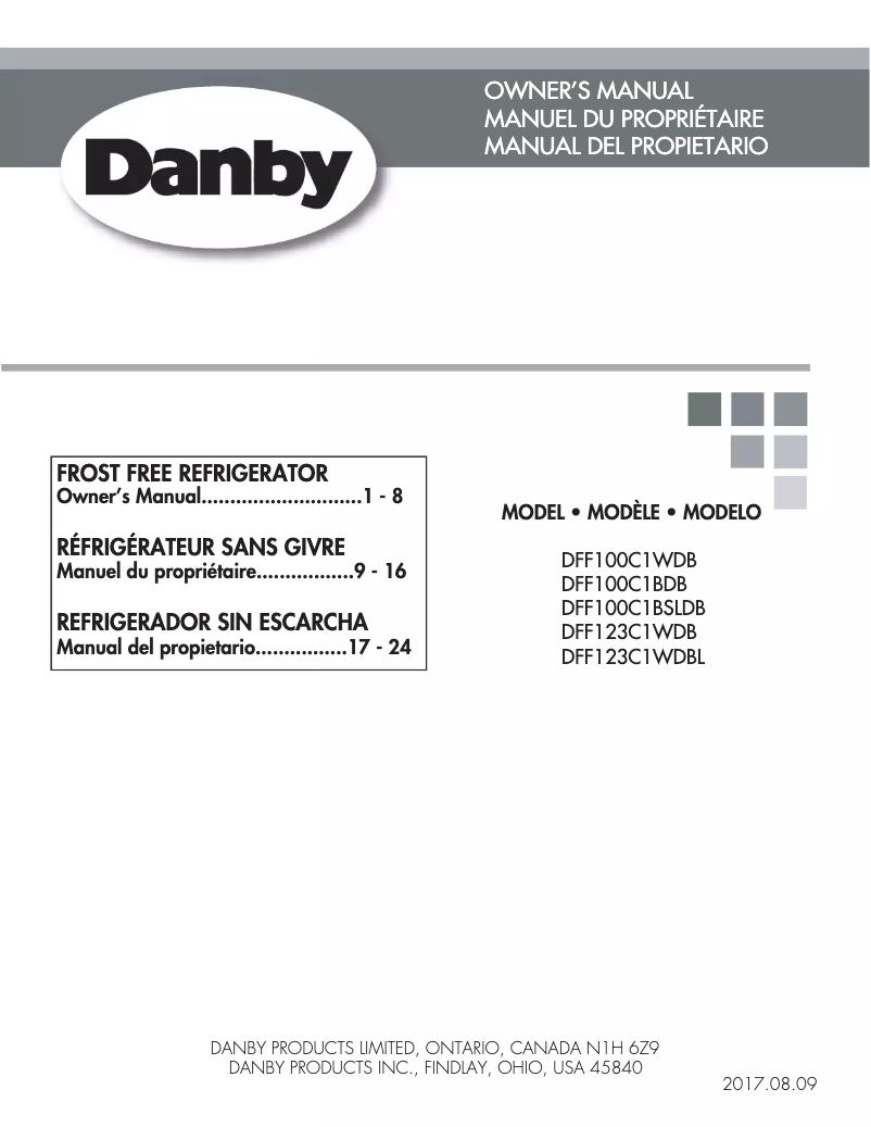 Page 1 of the manual Instruction Manual Danby DFF100C1BDB