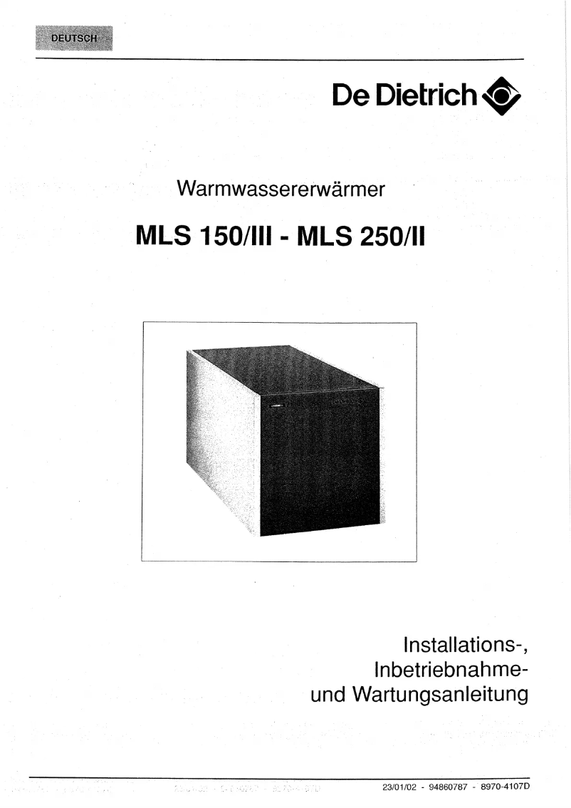 First page image of the manual for MLS 250/II